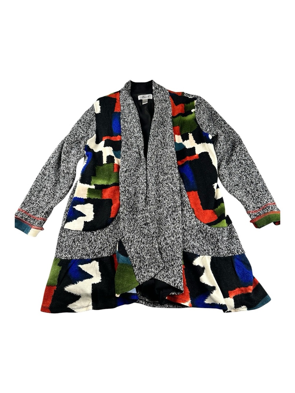 Anes A Art to Wear Patchwork Cardigan L Lagenlook Draped Boho - Picture 3 of 11
